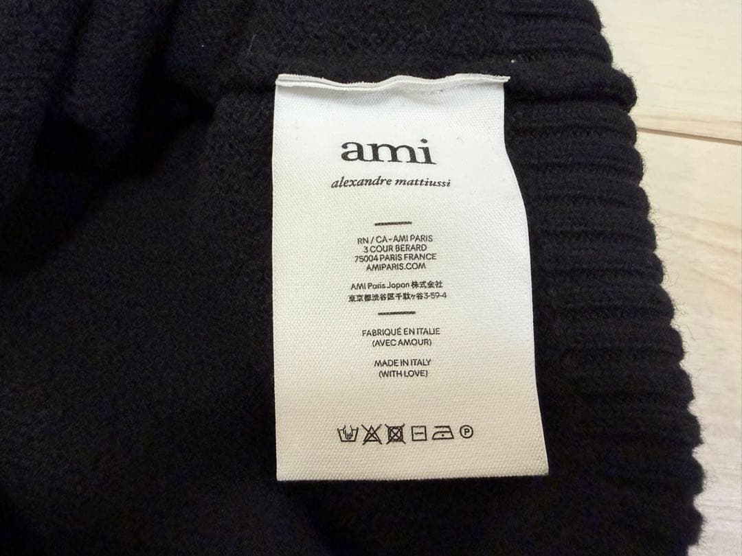 AMI PARIS アミパリス ハートロゴ タートルネック ニット ブラック