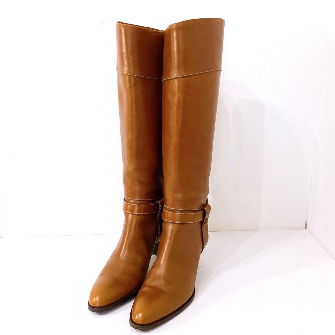 美品✨タニノクリスチー　ロングブーツ　本革　ブラウン　24cm イタリア製　袋付