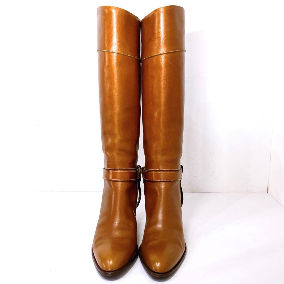 美品✨タニノクリスチー　ロングブーツ　本革　ブラウン　24cm イタリア製　袋付