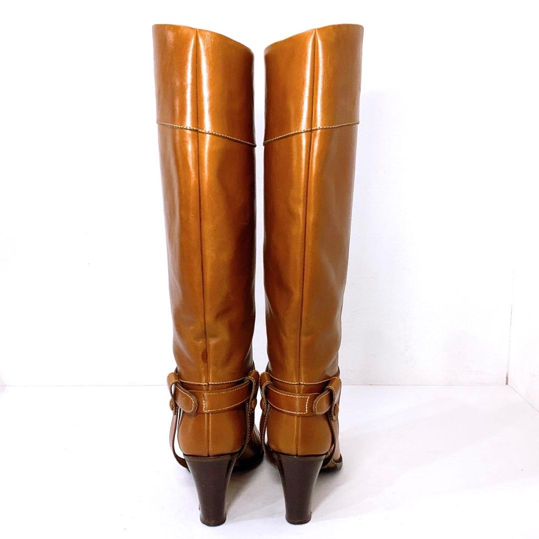 美品✨タニノクリスチー　ロングブーツ　本革　ブラウン　24cm イタリア製　袋付