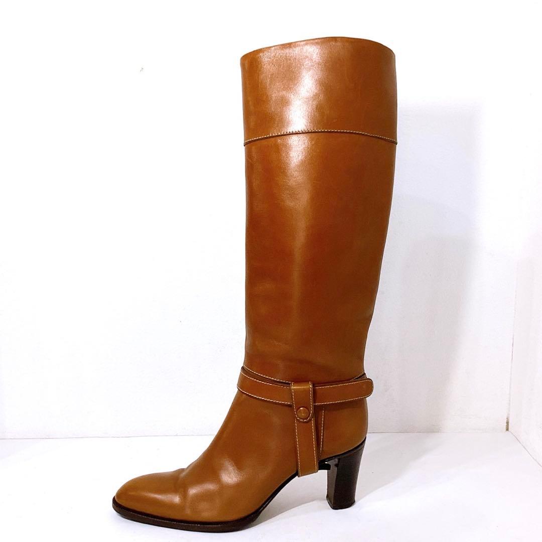美品✨タニノクリスチー　ロングブーツ　本革　ブラウン　24cm イタリア製　袋付