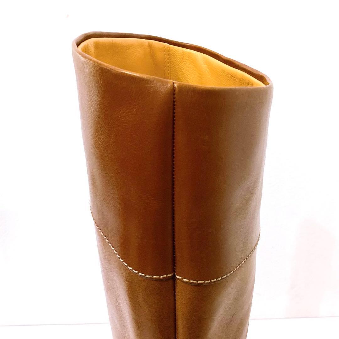 美品✨タニノクリスチー　ロングブーツ　本革　ブラウン　24cm イタリア製　袋付