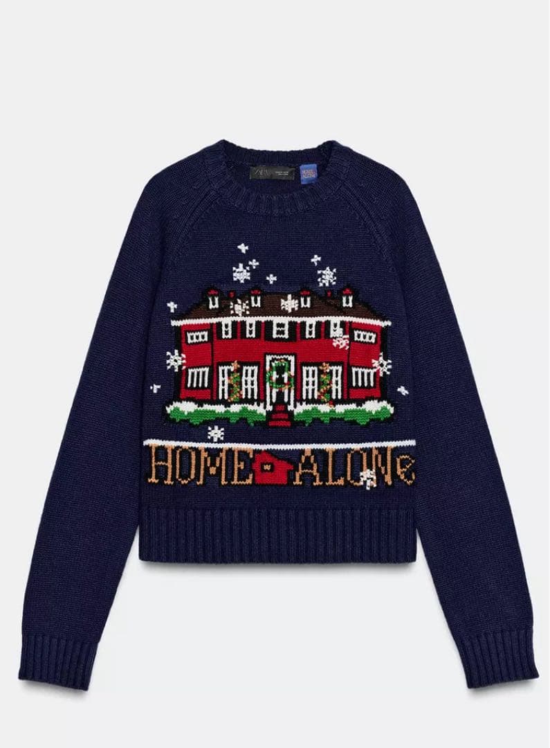 【新品】ZARA×ホームアローン 今季 ニットセーター 長袖 ネイビー