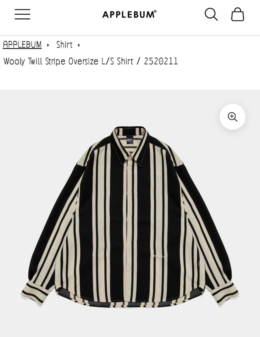 Applebum ウーリーツイルストライプオーバーサイズシャツ　XL