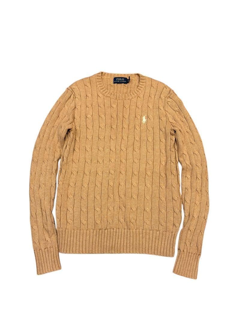 【極美品】ポロラルフローレン大人気カラーコットンケーブルセーター ホワイトポニー