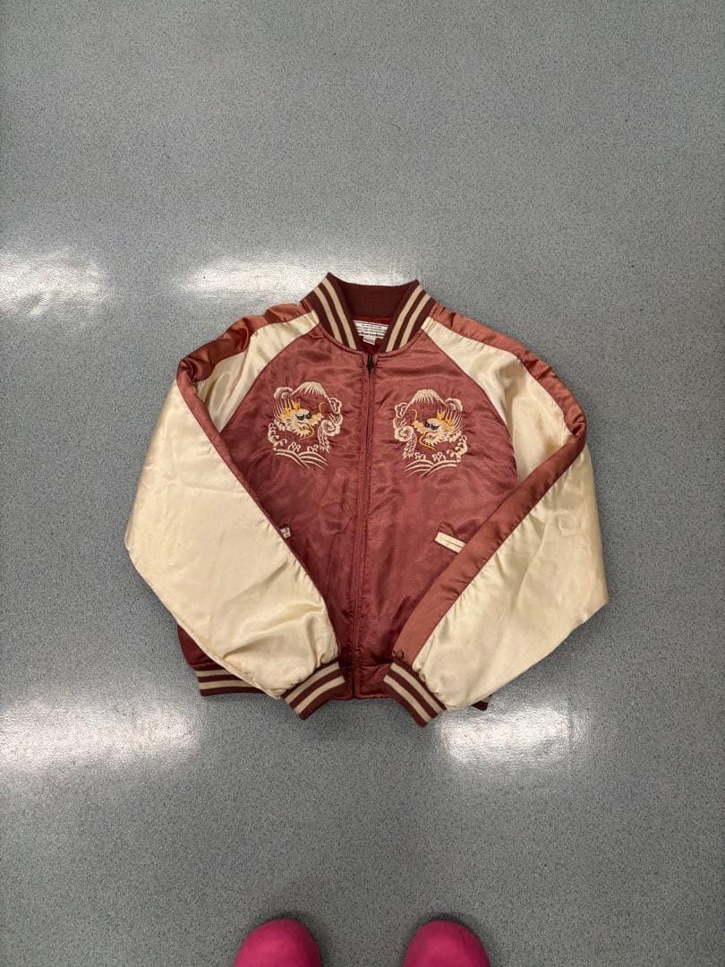 横須賀 ピンク　短丈スカジャン　別珍　ベトジャン　y2k 平成