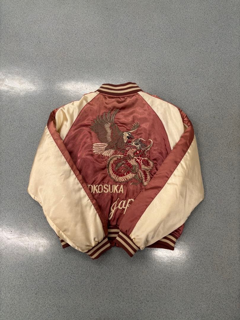 横須賀 ピンク　短丈スカジャン　別珍　ベトジャン　y2k 平成