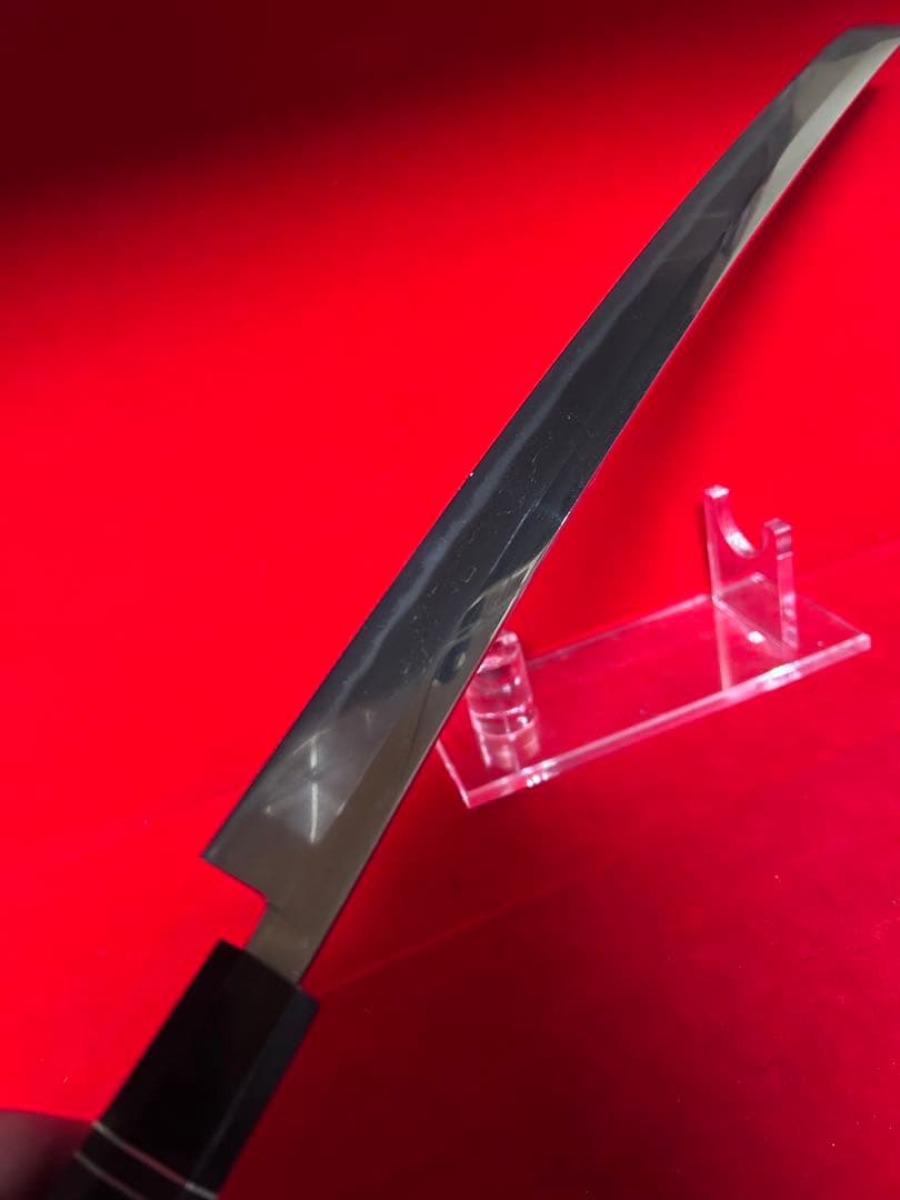 01564 包丁　マグロ包丁　先丸型　両刃　研師仕上げ　刃文綺麗　鞘付　未使用品