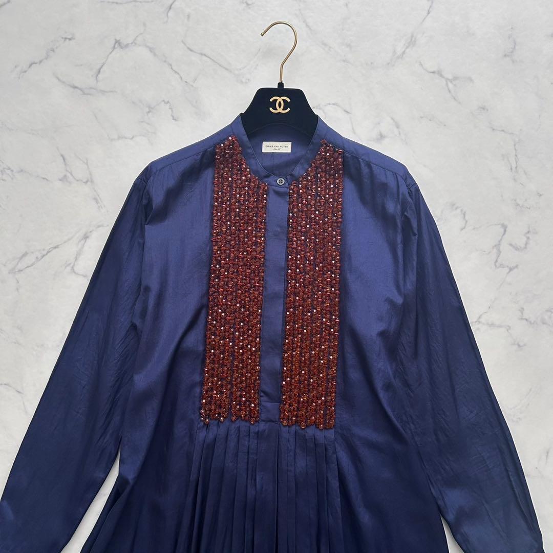 DRIES VAN NOTEN シルク　ウール 総柄 パッチワーク ドレス