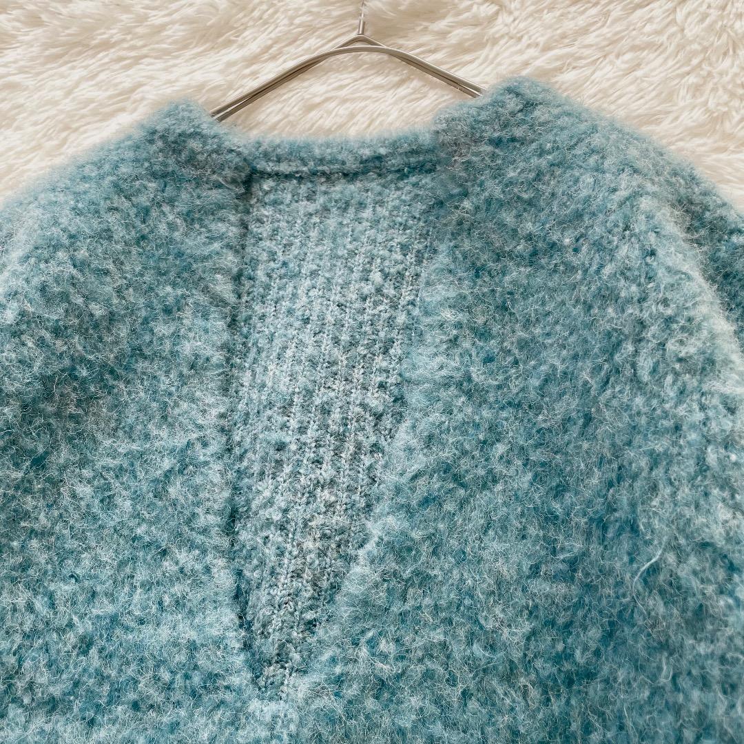 2023AW Whim Gazette ニット Vネック プルオーバー ブルー