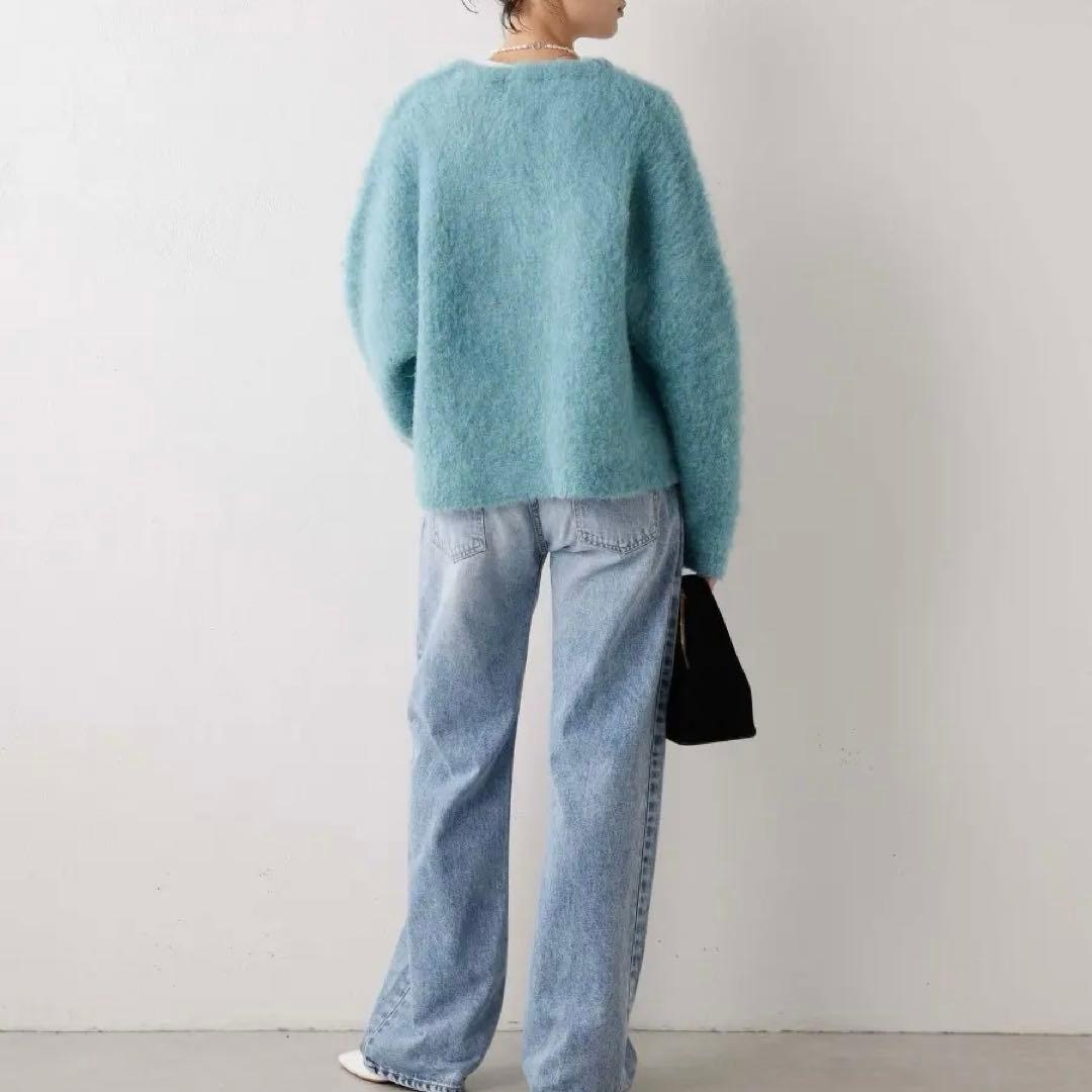 2023AW Whim Gazette ニット Vネック プルオーバー ブルー