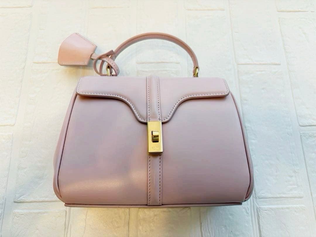 【美品】セリーヌ　セーズ　ミニ16 パステル　ピンク　ショルダー　ハンドバッグ