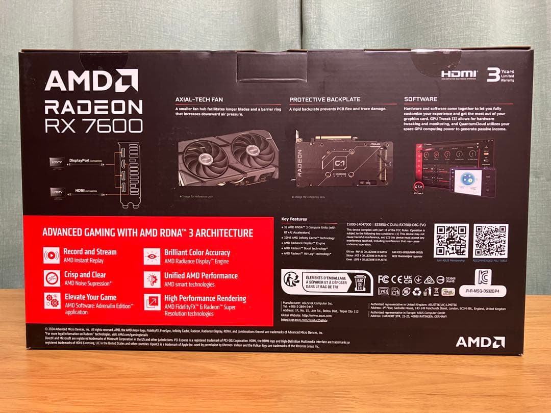 【新品未開封】ASUS DUAL-RX7600-O8G-EVO