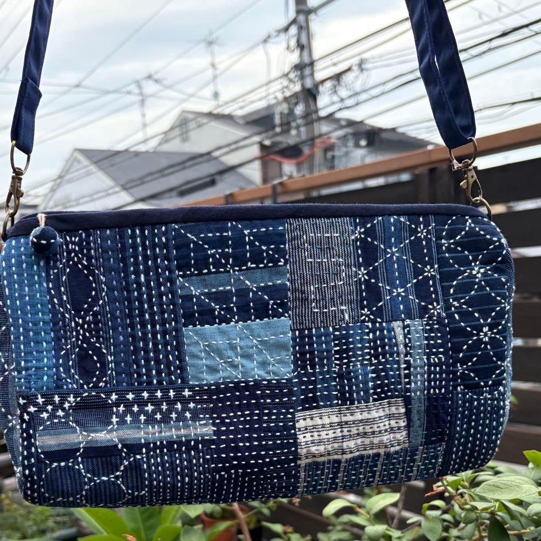 松阪もめん刺し子ショルダーバッグ　横長　大きなサイズはこれがラストです！