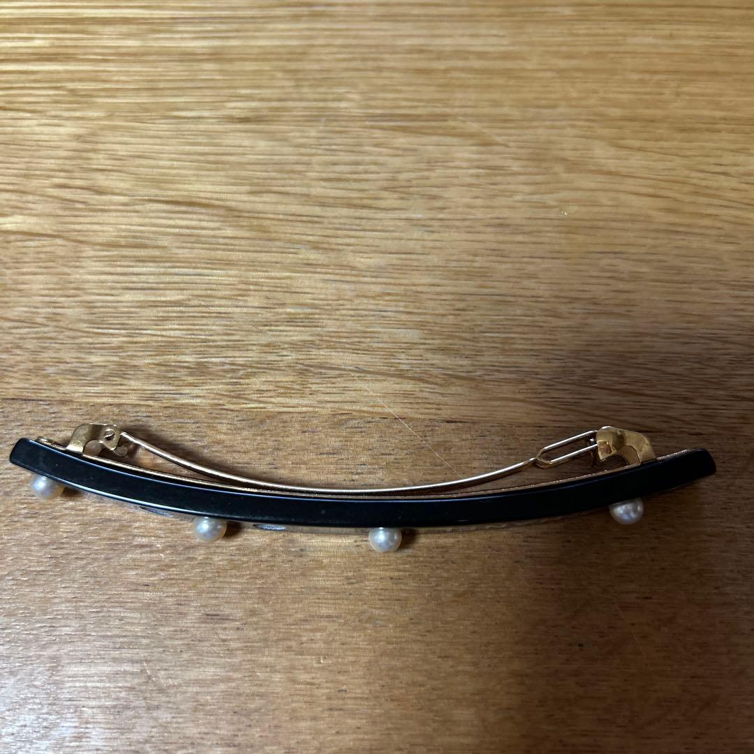 CHANEL バレッタ 黒 パール　ジャンク品