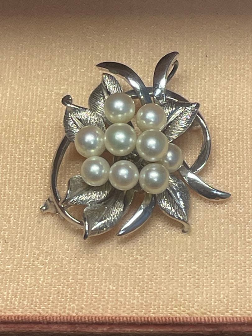 超希少 アコヤ真珠　田崎パールブローチ ペンダント花珠級 無調色 オーロラグレー