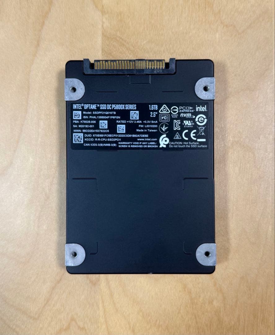 X*2様 Intel Optane SSD DC P5800X 1.6TB