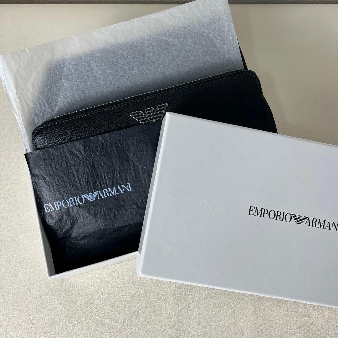 新品未使用　EMPORIO ARMANI 長財布　ラウンドファスナー　レザー