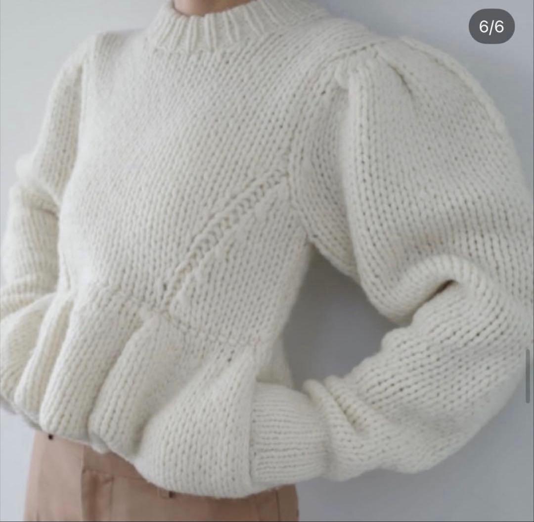 CLANE PEPLUM HAND KNIT TOPSアイボリー サイズ2