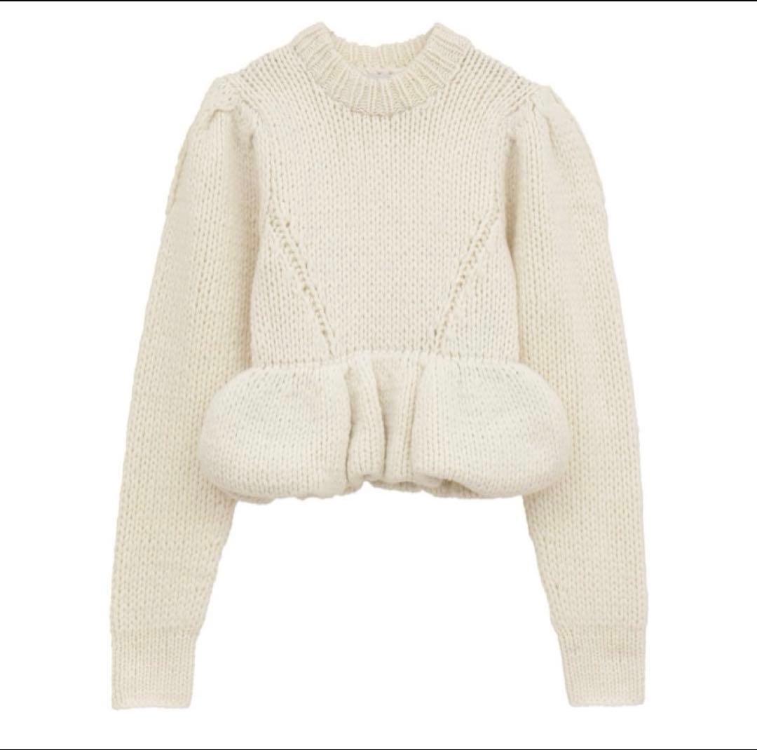 CLANE PEPLUM HAND KNIT TOPSアイボリー サイズ2