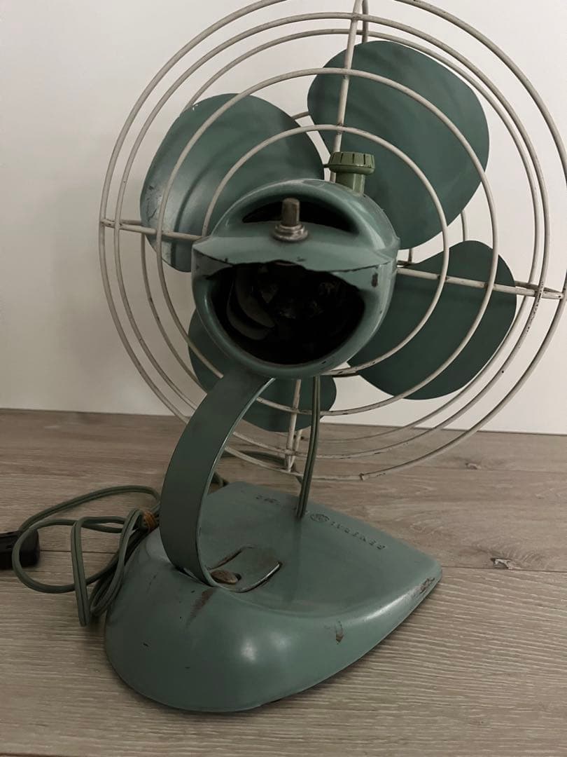 GE レトロ扇風機 4枚羽 青緑色　ゼネラルエレクトリック