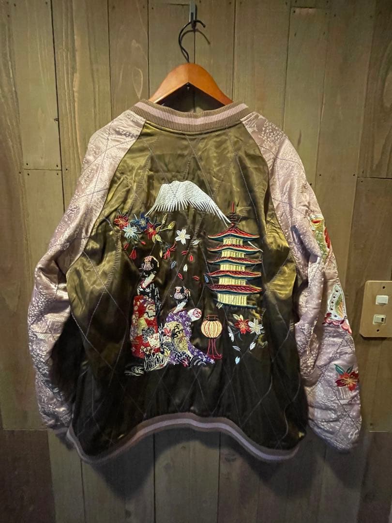 リバーシブルスカジャン（鶴 / 芸者×五重塔）