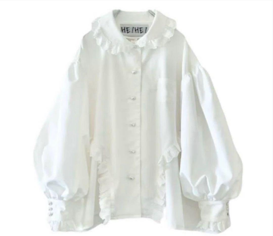パフスリーブフリルブラウス(ホワイト) HEIHEI