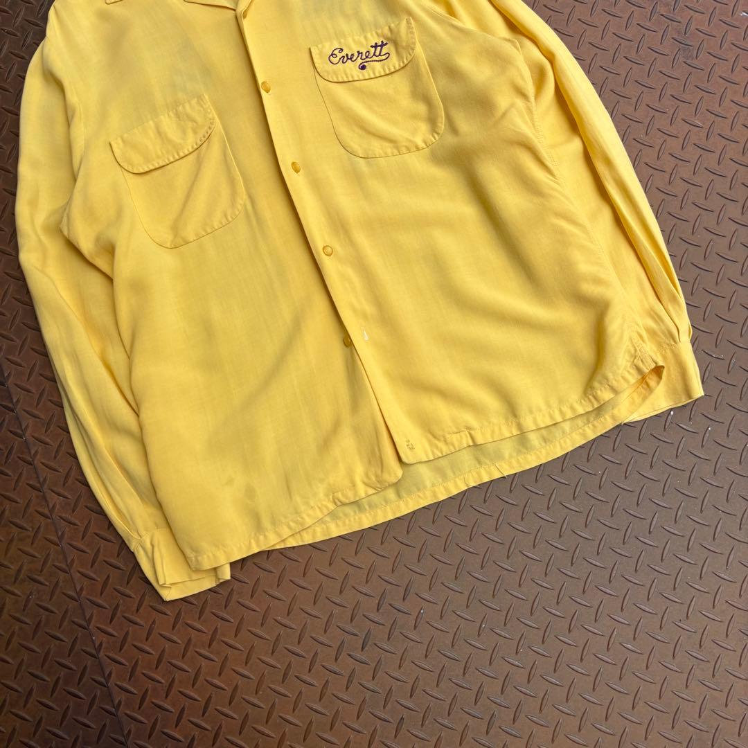50s US VTG レーヨンシャツ 開襟 フラップ チェーン ハンドステッチ