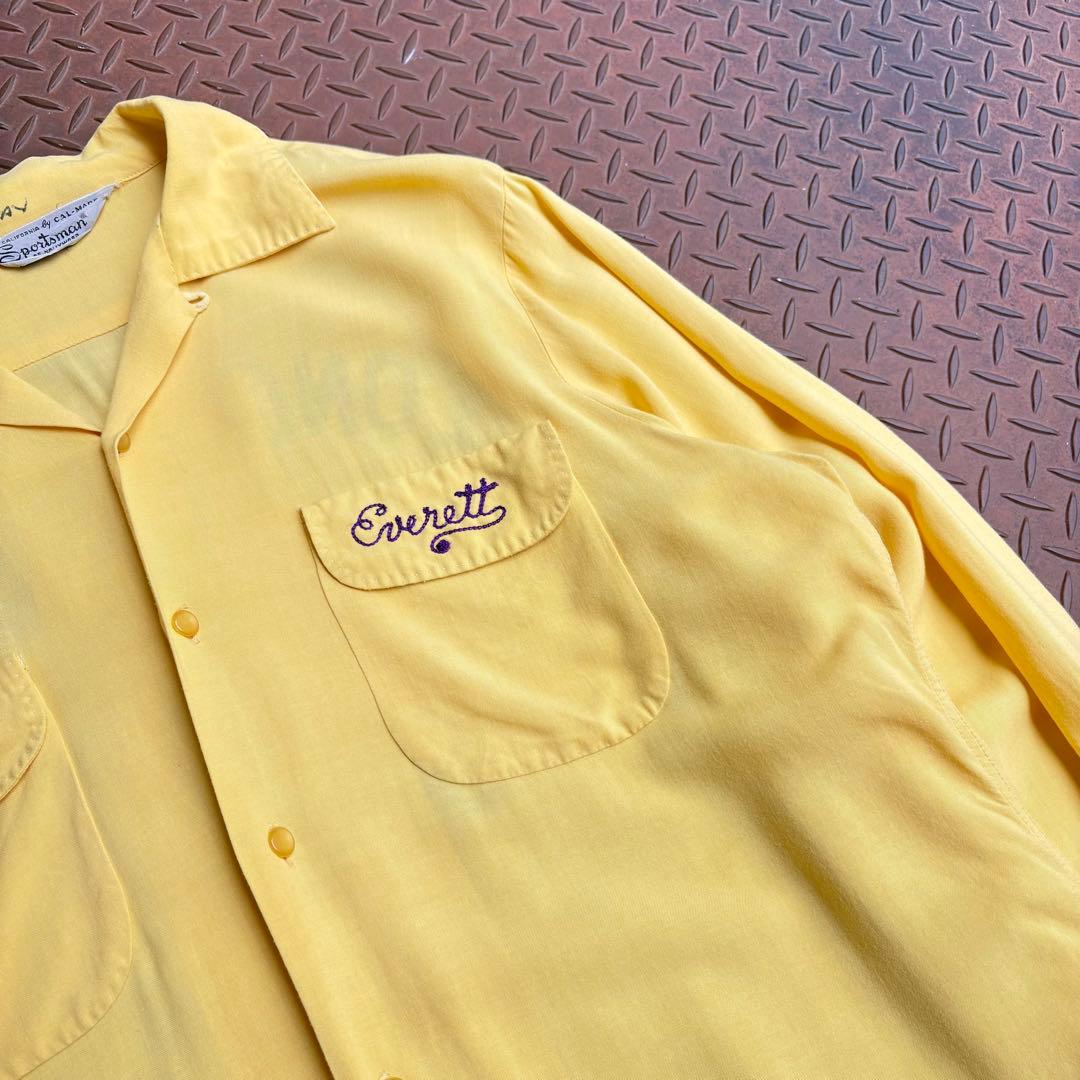 50s US VTG レーヨンシャツ 開襟 フラップ チェーン ハンドステッチ