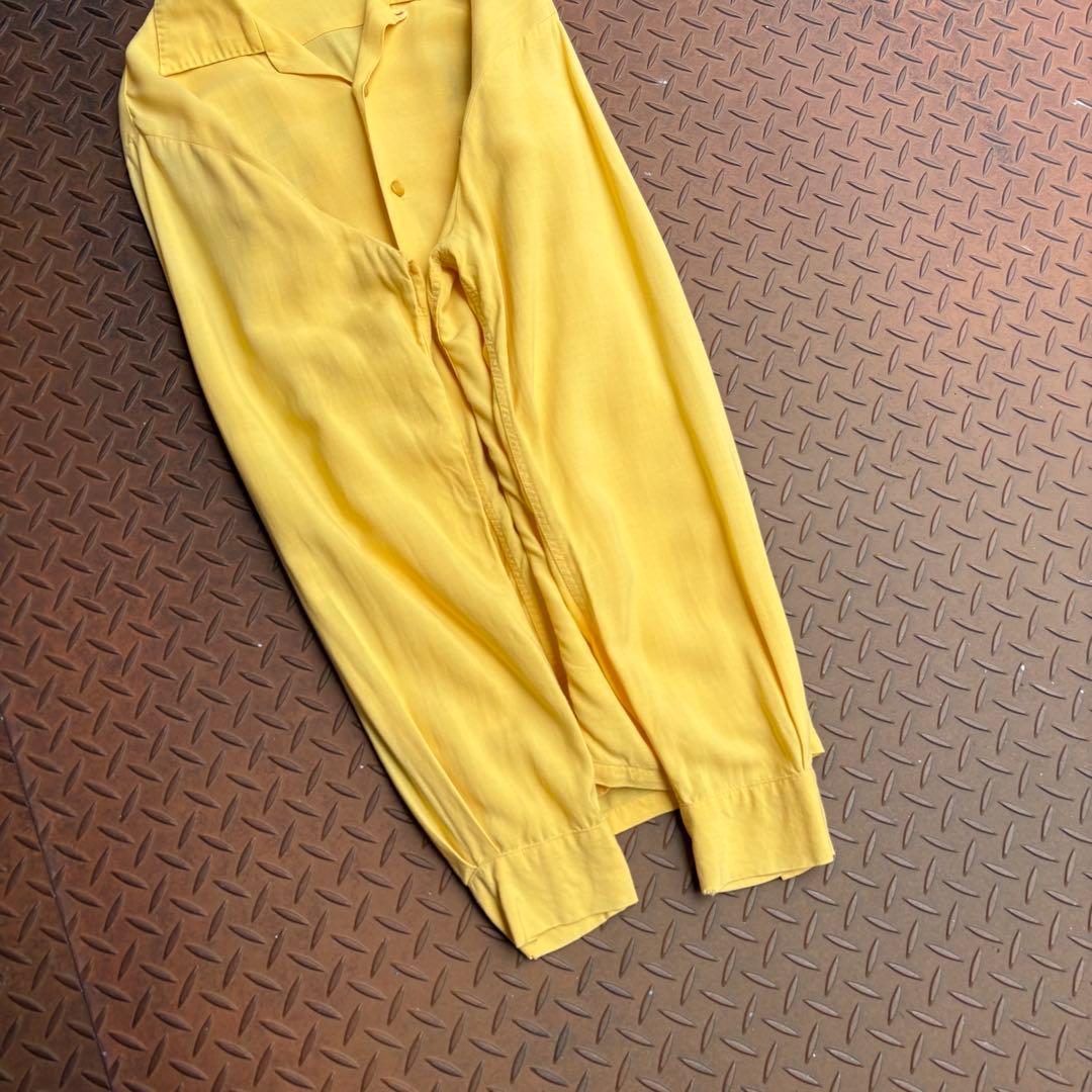 50s US VTG レーヨンシャツ 開襟 フラップ チェーン ハンドステッチ
