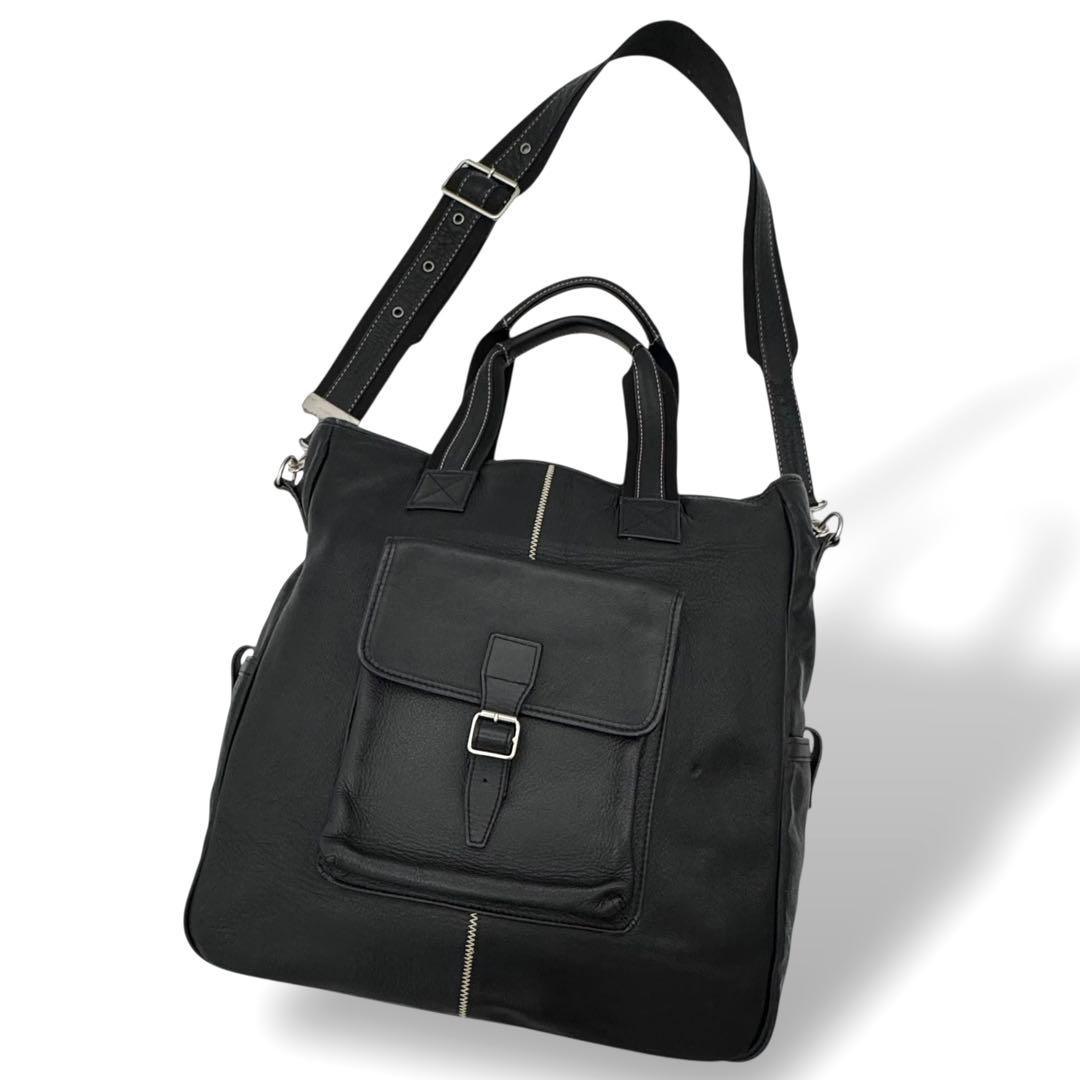 良品 BURBERRY 2wayトートバッグ レザー ノバチェック ブラック