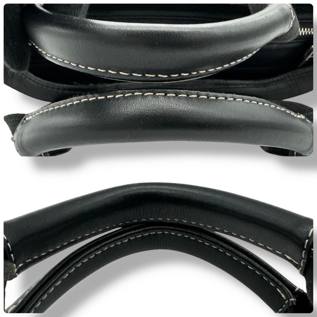 良品 BURBERRY 2wayトートバッグ レザー ノバチェック ブラック