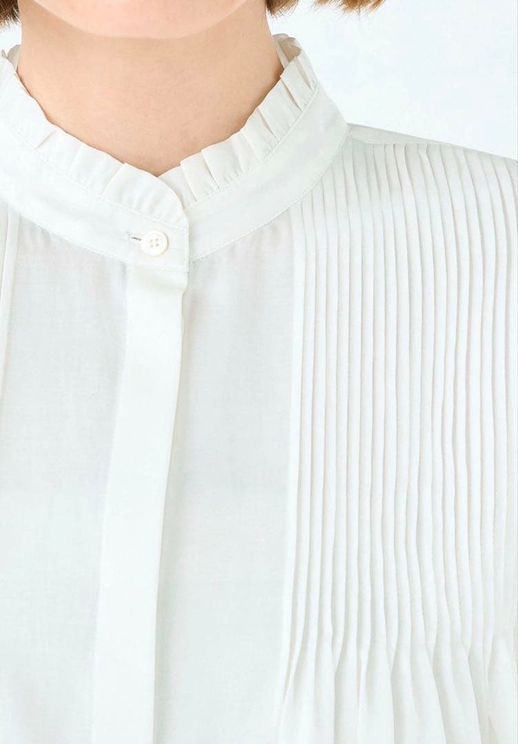 セール！Ballsey コットンシルクサテン ピンタックフリルブラウス