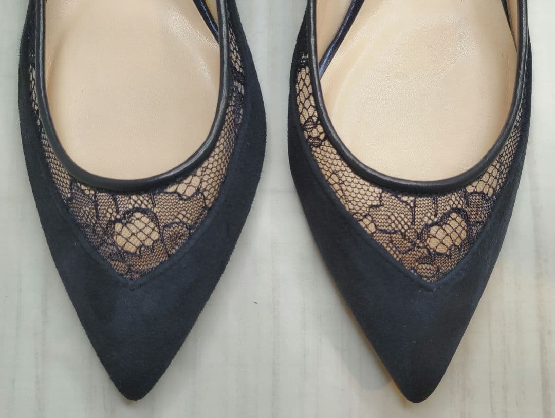 【試し履き程度】ダイアナ 23.0㎝ パンプス ネイビー レース パーティ