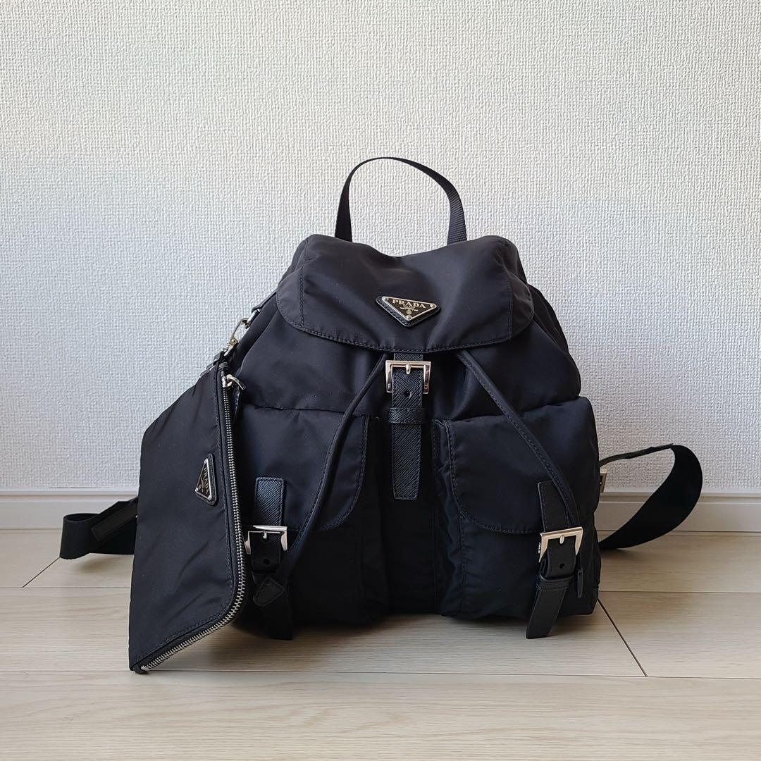 現行品 PRADA re-nylon ポーチ付きバックパック 黒