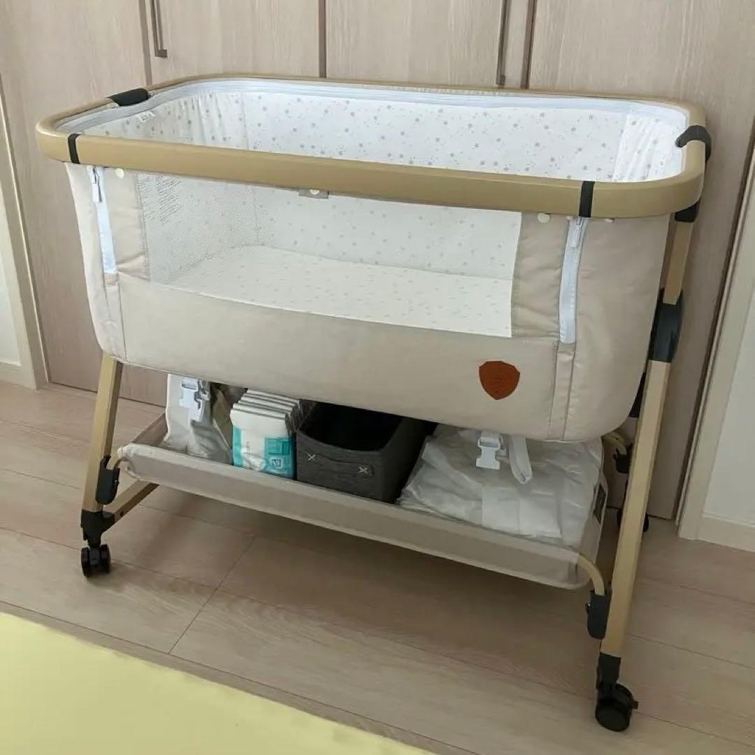 HZDMJ ベビーベッド ベージュ(カーキ)