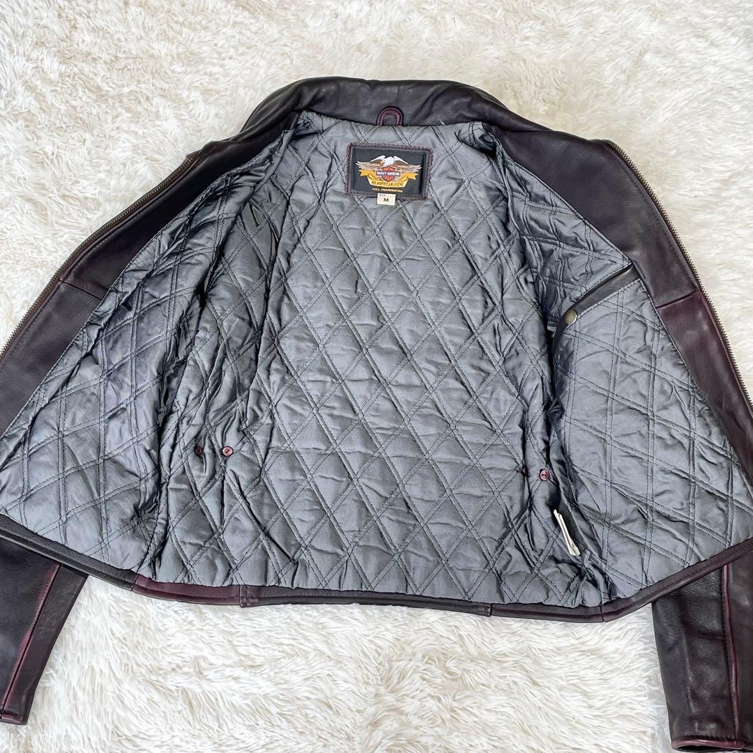 【新品未着用】ハーレーダビットソン　革ジャン&おまけTシャツ　【希少色ボルドー】