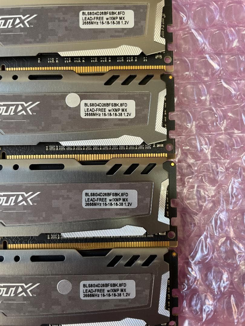 メモリ 8GB×4枚=32GB DDR4-2666 Crucial製 動作保証