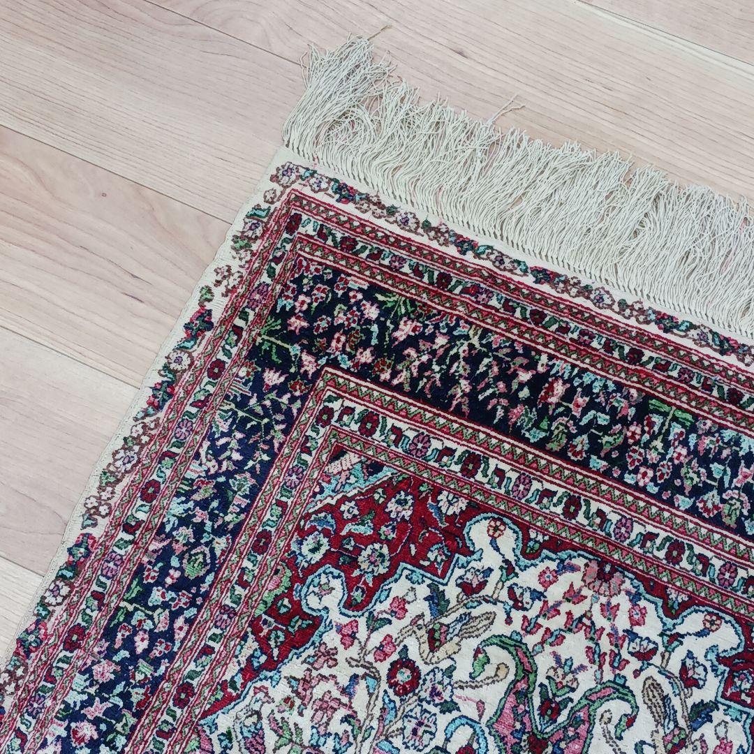 専用 Y3048 中国シルク絨毯 シルク100% 手織り300段 117×74㎝