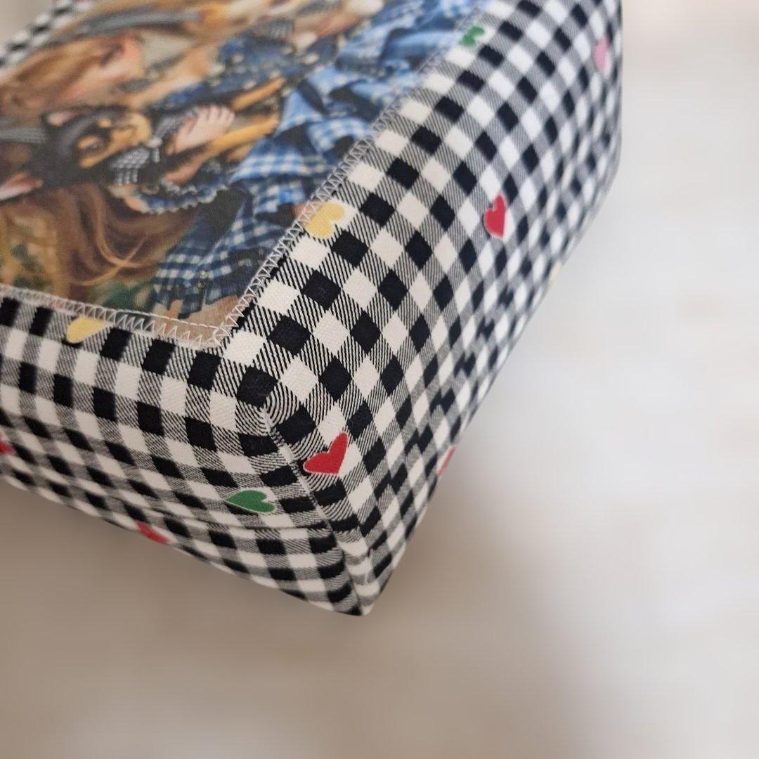 可愛いパネル生地　ハンドメイド　布バスケット