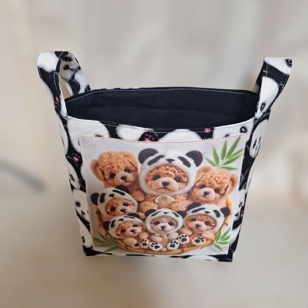 可愛いパネル生地　ハンドメイド　布バスケット