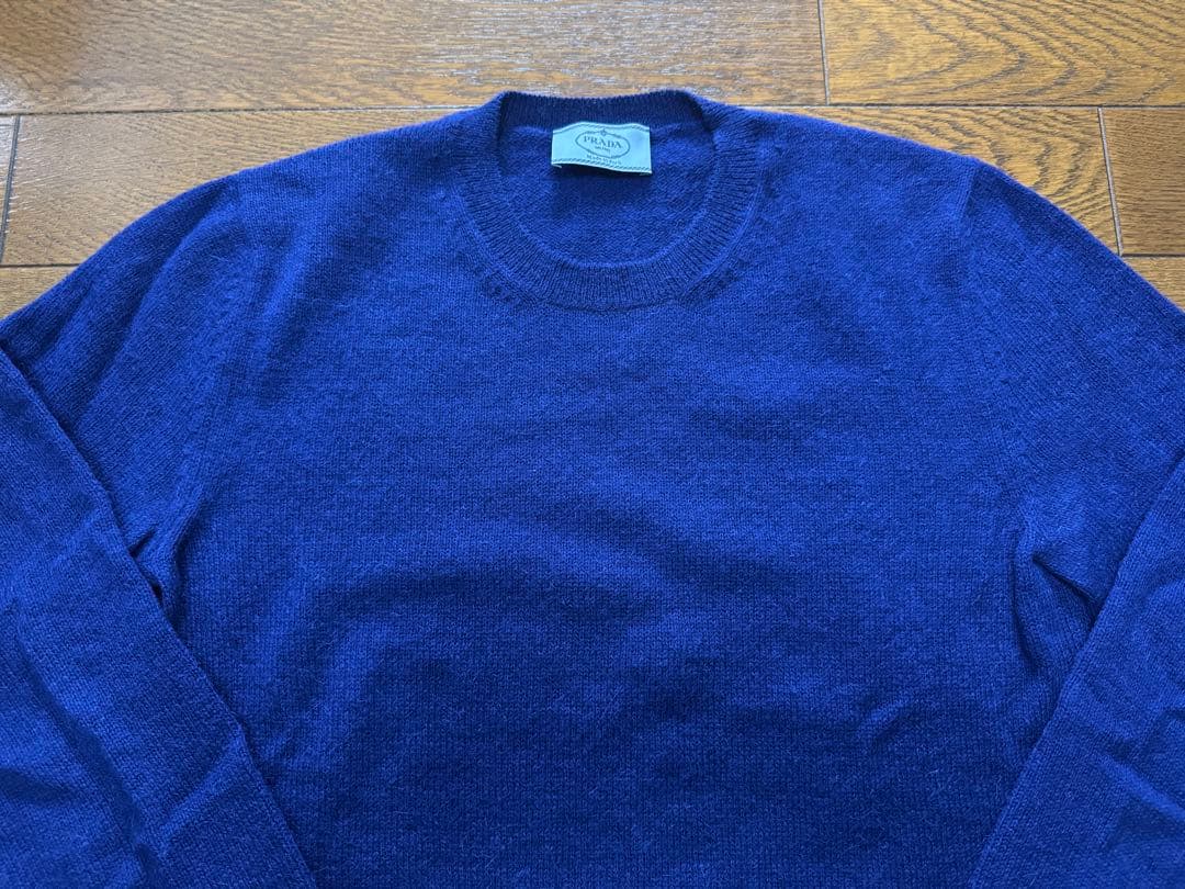 PRADA アルパカ クルーネックニット ブルー サイズ46