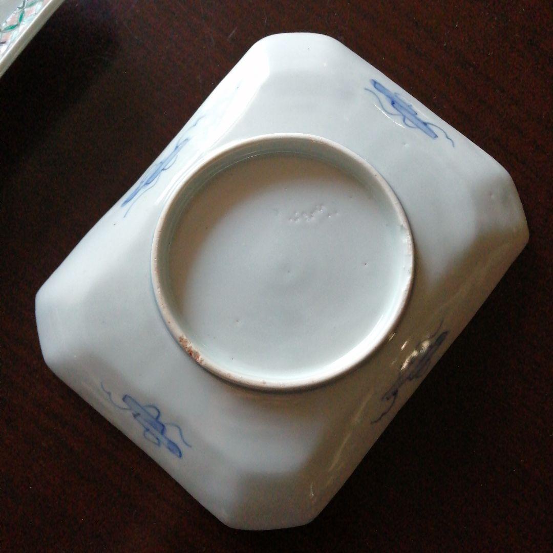 伊万里　錦隅切角皿　5枚　18cm　明治～大正期