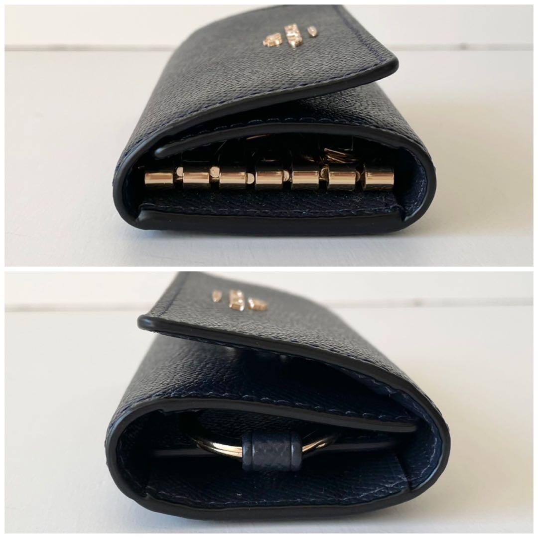 【ほぼ新品】COACH 6 リング キー ケース クロスグレイン レザー