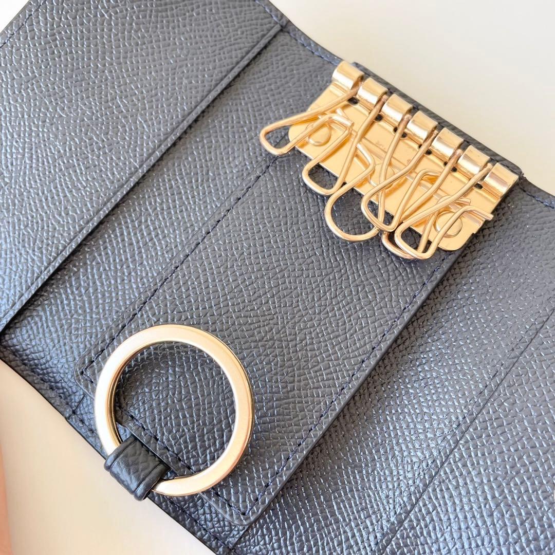 【ほぼ新品】COACH 6 リング キー ケース クロスグレイン レザー