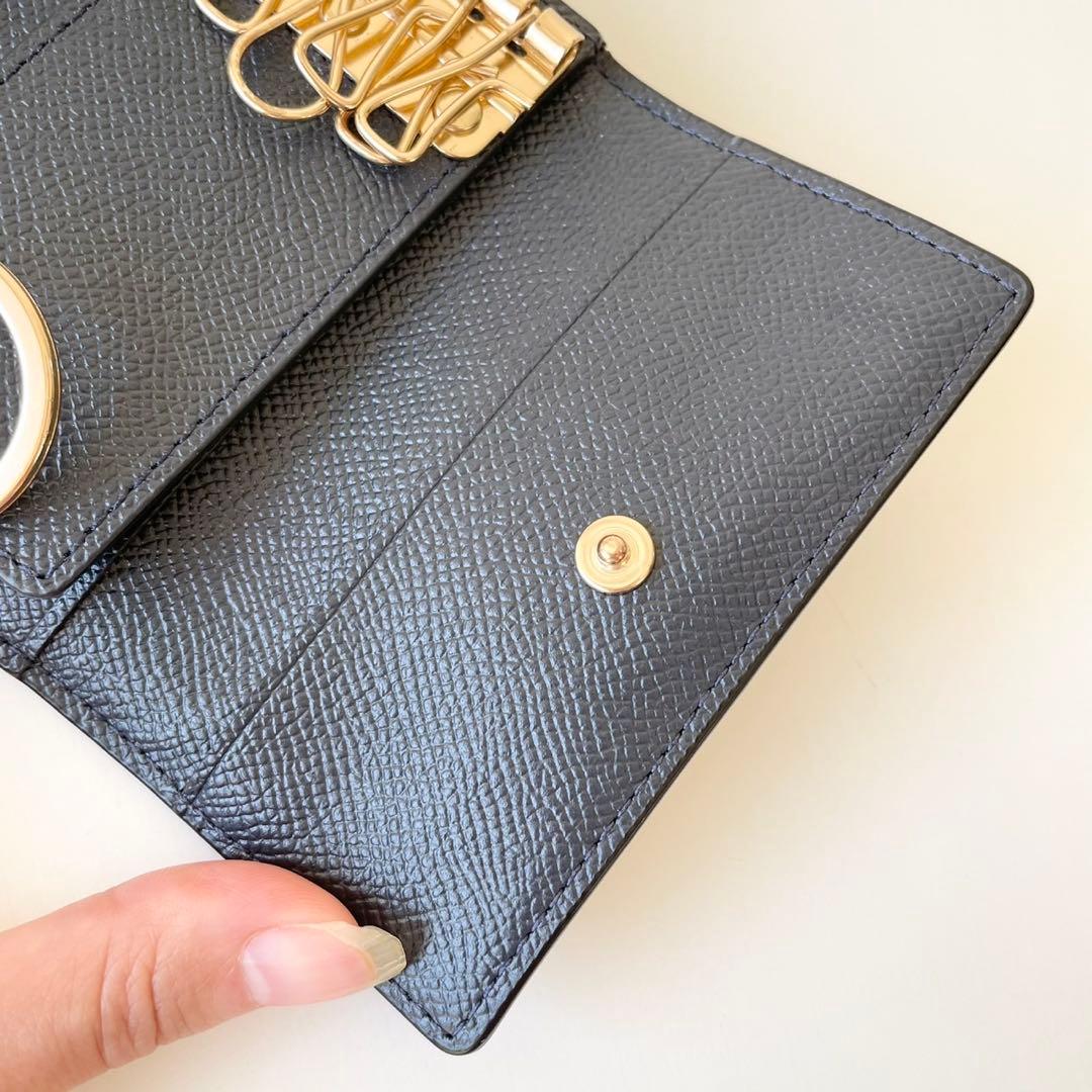 【ほぼ新品】COACH 6 リング キー ケース クロスグレイン レザー