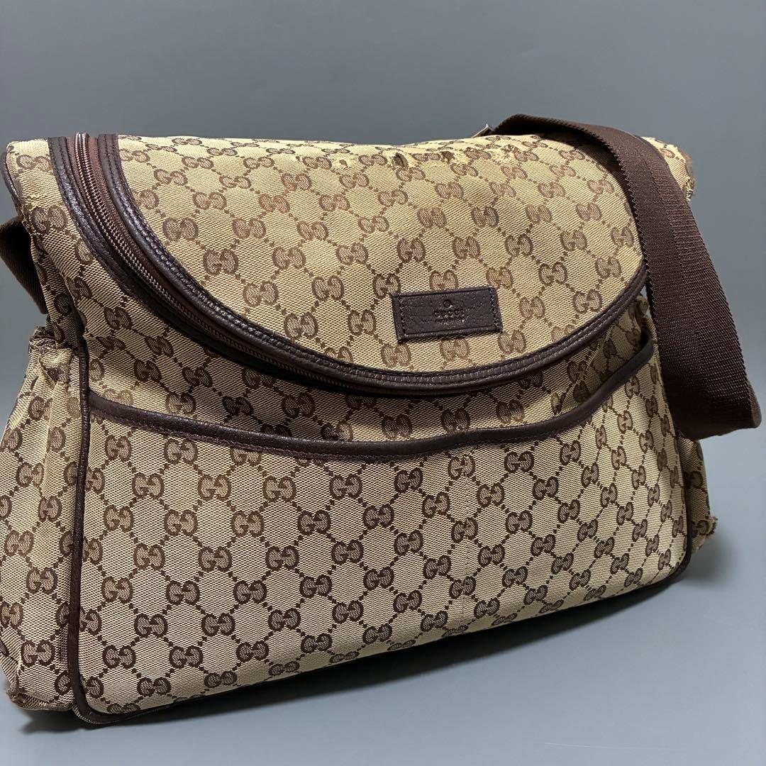 GUCCI グッチ GGキャンバス GG柄 ショルダーバッグ マザーズバッグ 茶