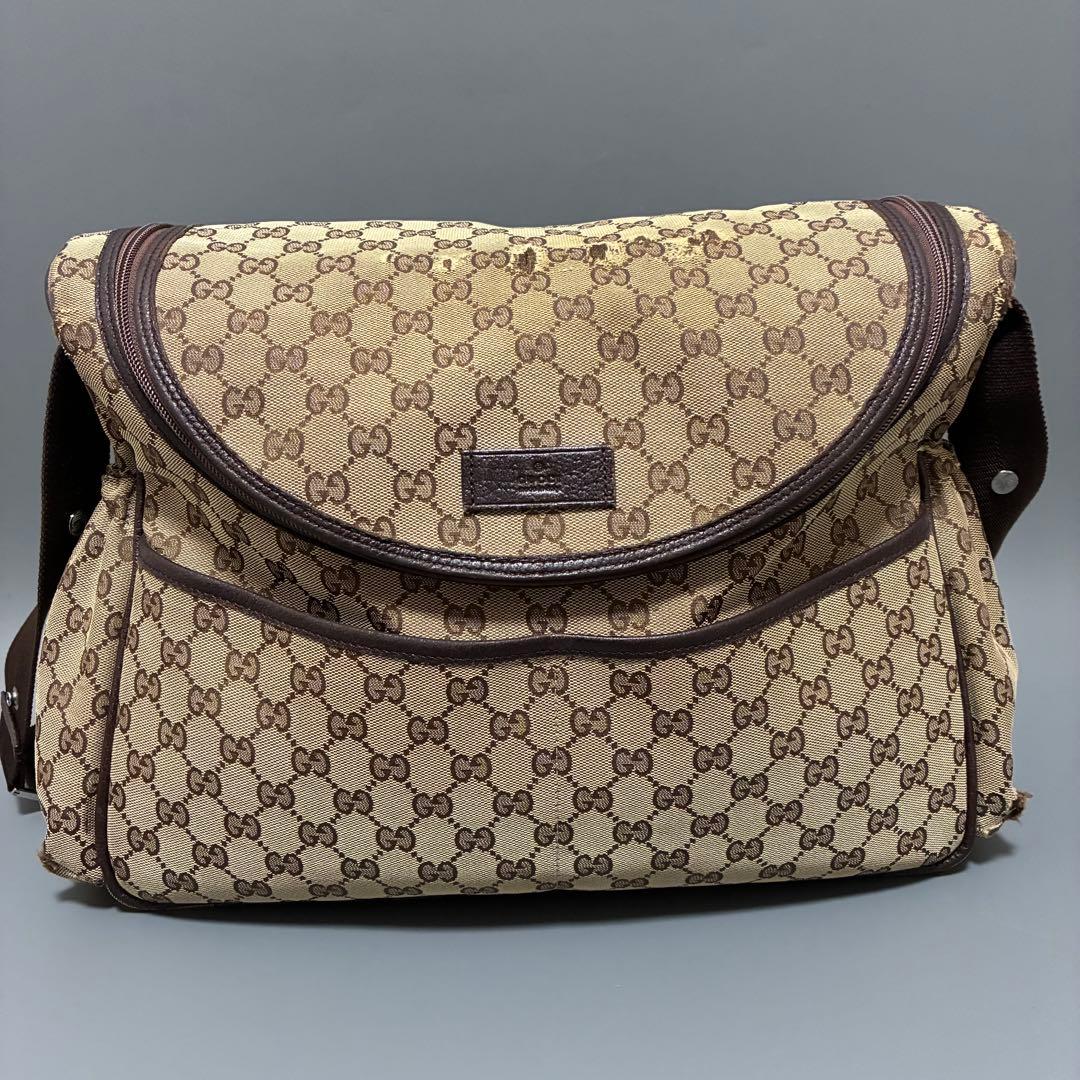 GUCCI グッチ GGキャンバス GG柄 ショルダーバッグ マザーズバッグ 茶