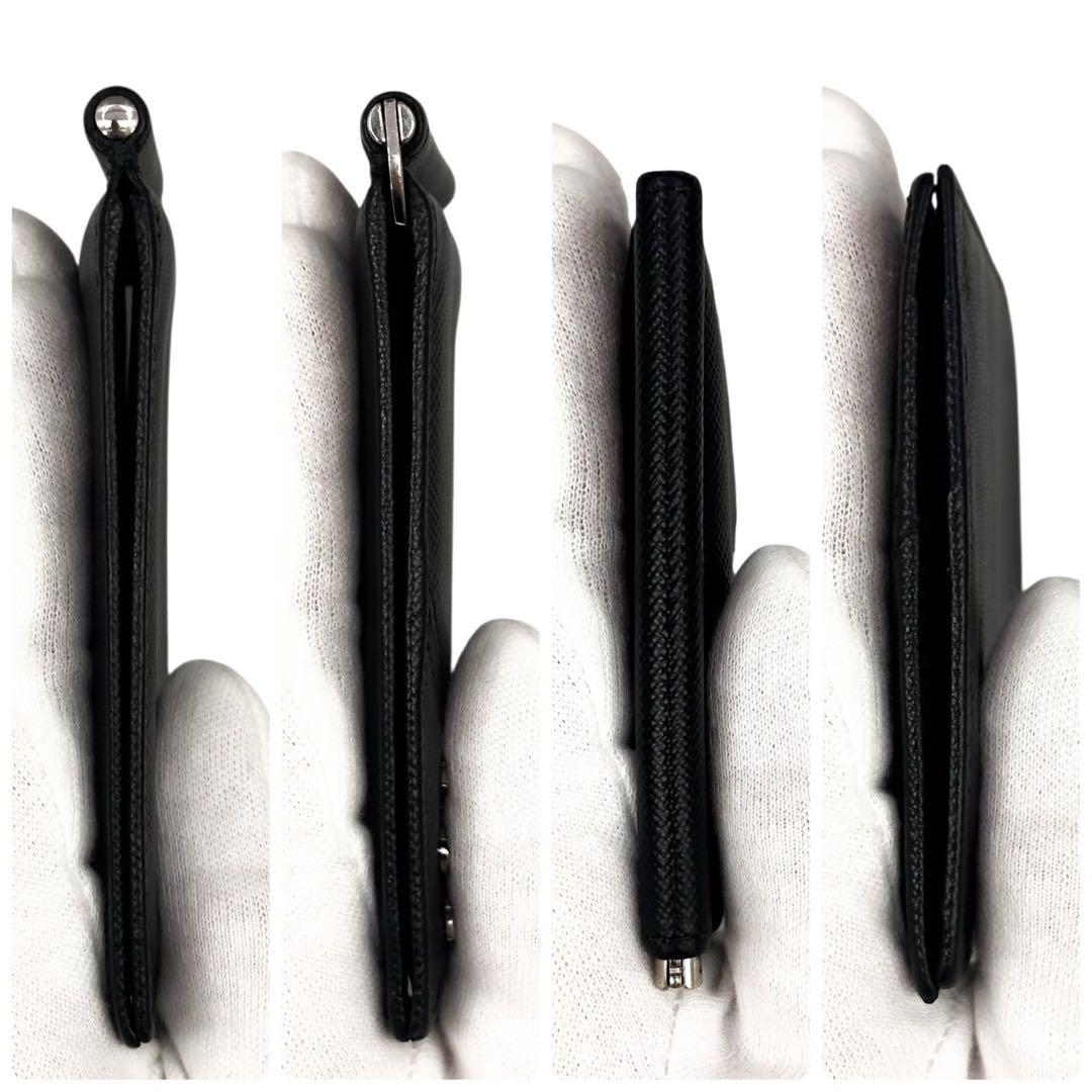 美品 プラダ サフィアーノ マネークリップ 財布 札入れ カード コンパクト 黒