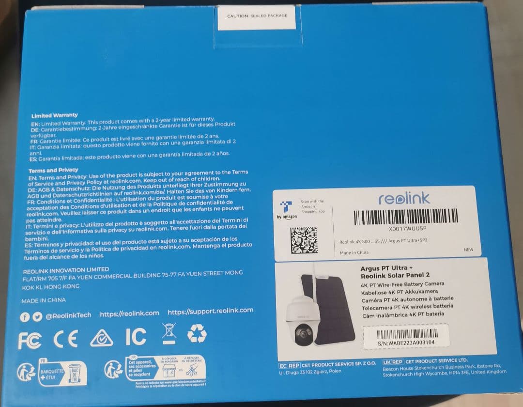 【新品未開封】Reolink 防犯カメラ 屋外 ソーラー 4K 800万超高画素
